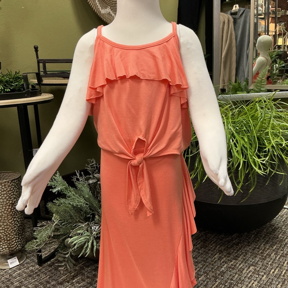 Kids Coral Ruffle Matching Set